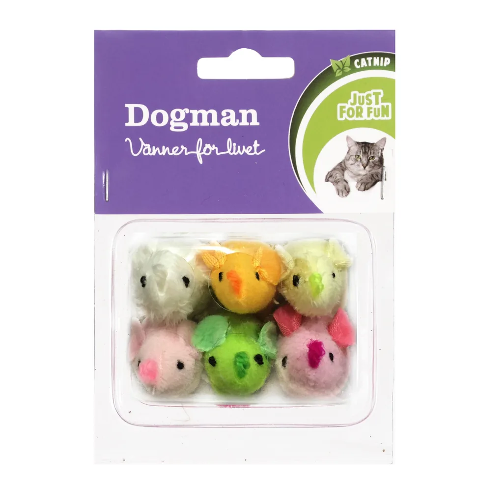 Dogman kattleksak möss med kattmynta, sexpack