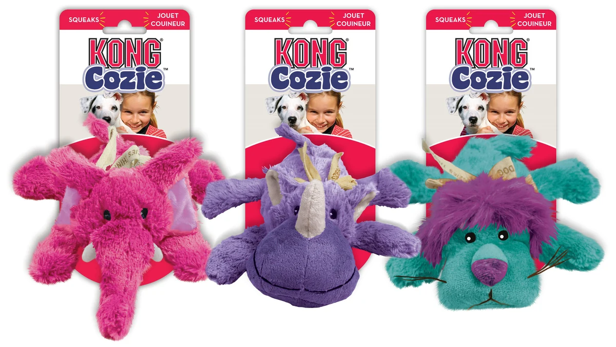 KONG Cozie Brights Mix M i plysch med extra lager tyg