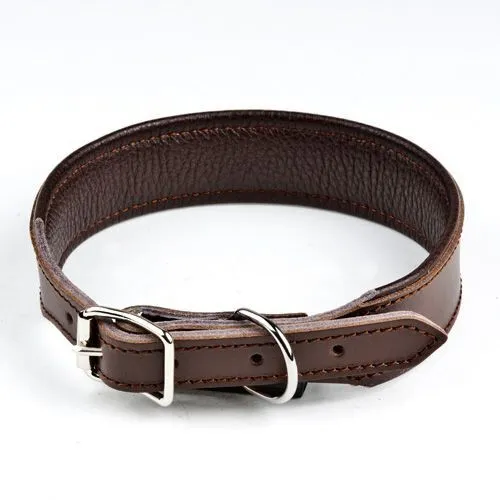 Feel Leather Basic Wide Läderhalsband Brun